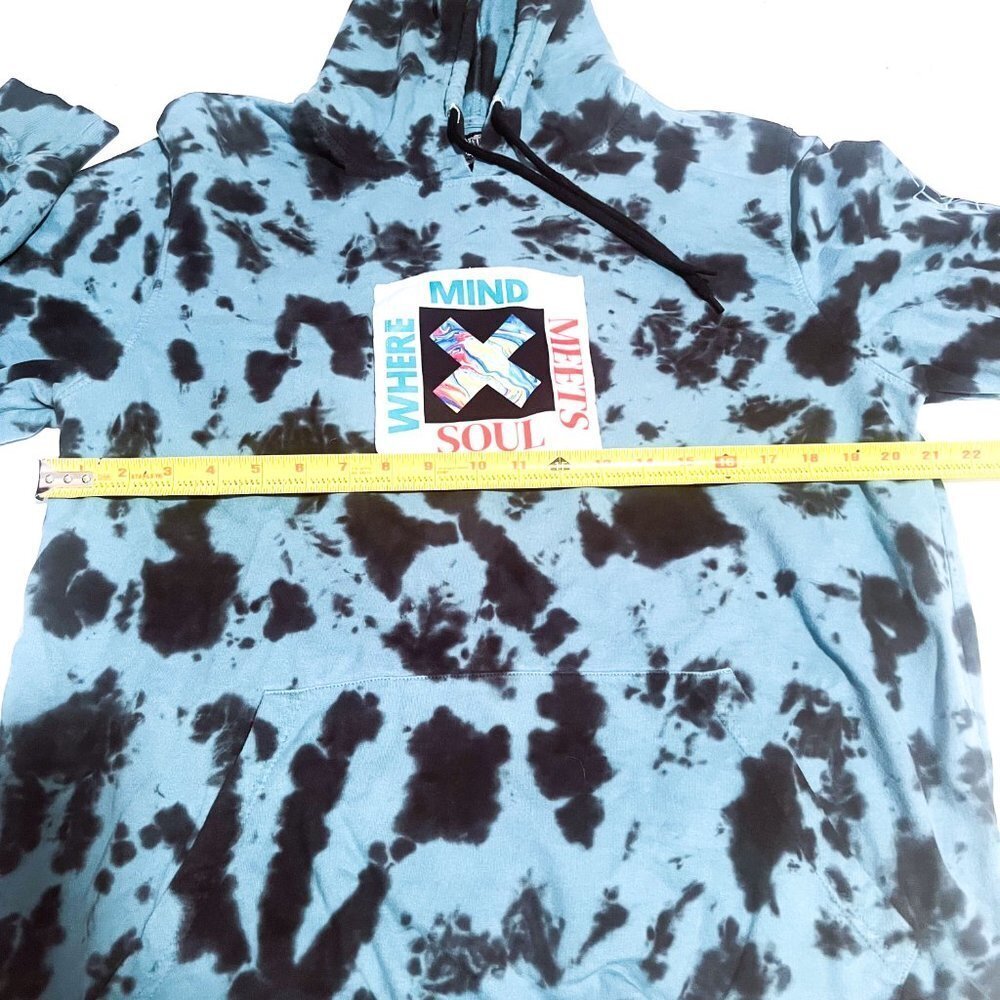 Brooklyn Cloth Mfg Co Teal Tie Dye Where Mind Meets Soul Embroidered Hoodie LRG - Picture 8 of 11